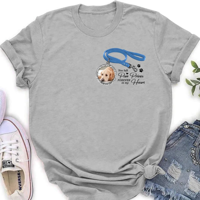 Custom Personalized Memorial Dog Lead T-shirt/ Hoodie - Memorial Gift Idea For Dog Lover - You Left Paw Prints Forever In My Heart