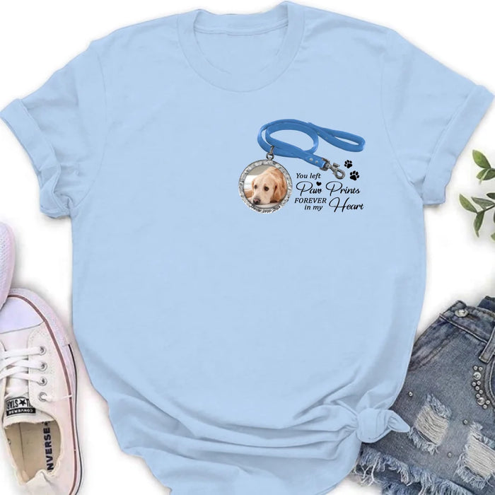 Custom Personalized Memorial Dog Lead T-shirt/ Hoodie - Memorial Gift Idea For Dog Lover - You Left Paw Prints Forever In My Heart