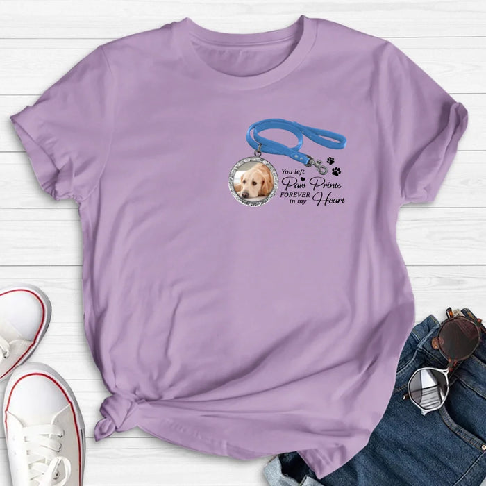 Custom Personalized Memorial Dog Lead T-shirt/ Hoodie - Memorial Gift Idea For Dog Lover - You Left Paw Prints Forever In My Heart