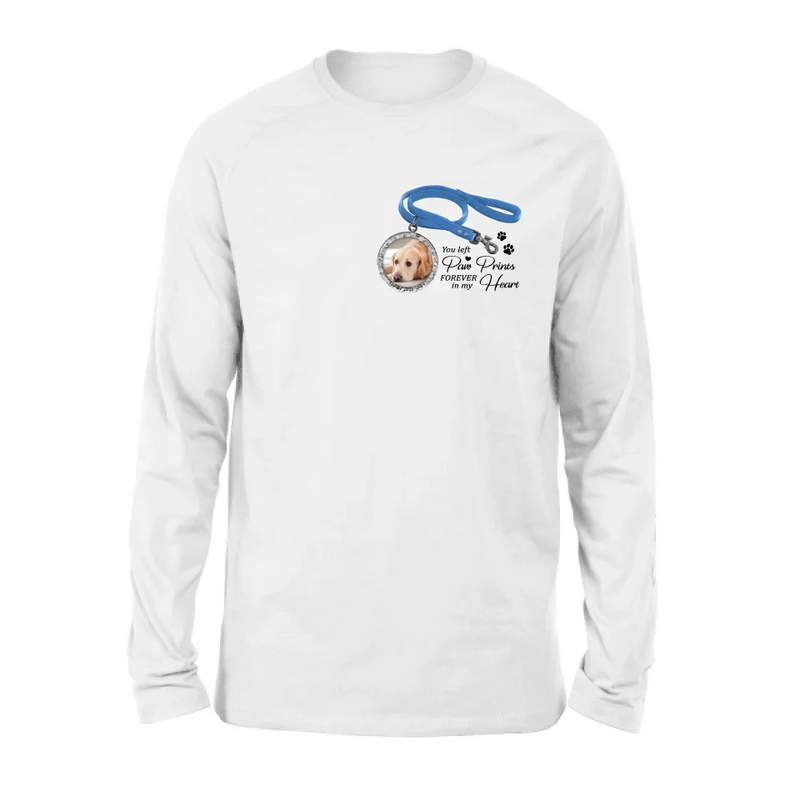 Personalized Memorial Dog Lead T-shirt/Hoodie - Memorial Gift Idea For Dog Lover - You Left Paw Prints Forever In My Heart