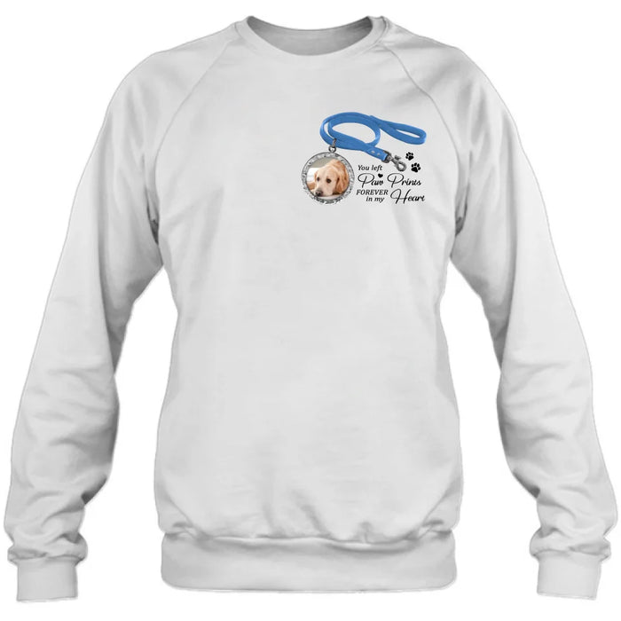 Custom Personalized Memorial Dog Lead T-shirt/ Hoodie - Memorial Gift Idea For Dog Lover - You Left Paw Prints Forever In My Heart