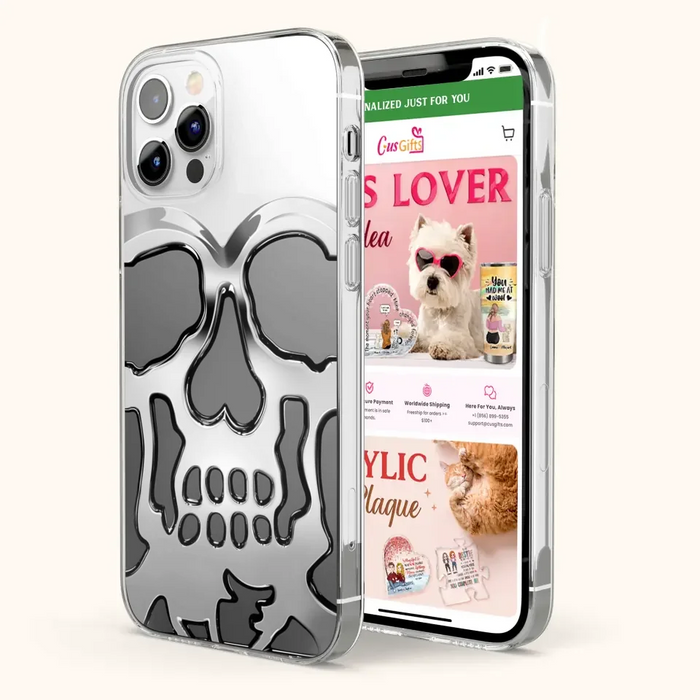 Custom Personalized Veteran Skull Metalic Phone Case - Gift Idea For Veteran - Case For iPhone/ Samsung