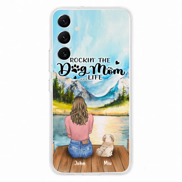 Custom Personalized Dog Mom Phone Case - Gifts For Dog Lover With Upto 7 Dogs - Rockin' The Dog Mom Life