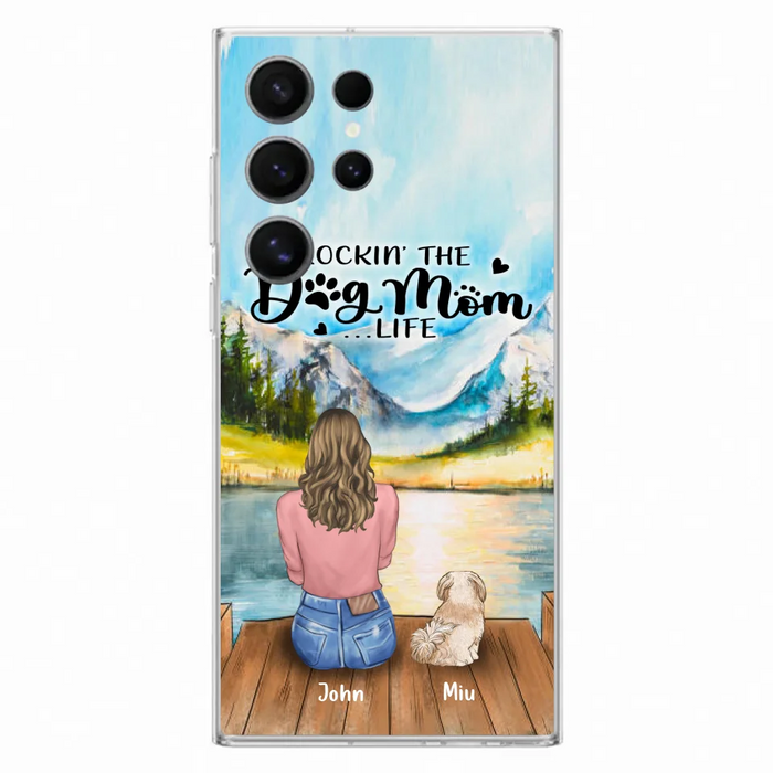 Custom Personalized Dog Mom Phone Case - Gifts For Dog Lover With Upto 7 Dogs - Rockin' The Dog Mom Life