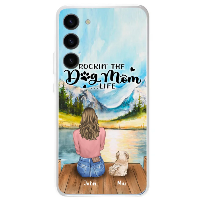 Custom Personalized Dog Mom Phone Case - Gifts For Dog Lover With Upto 7 Dogs - Rockin' The Dog Mom Life