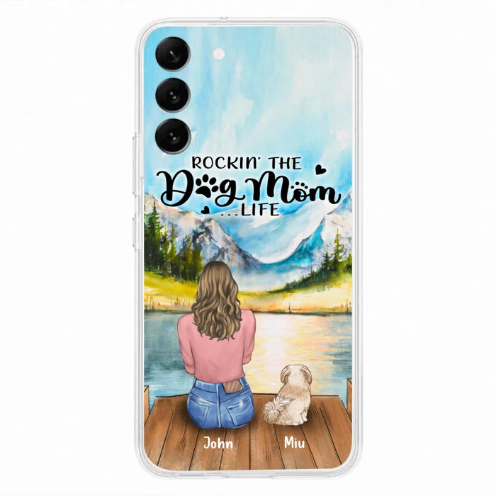 Custom Personalized Dog Mom Phone Case - Gifts For Dog Lover With Upto 7 Dogs - Rockin' The Dog Mom Life