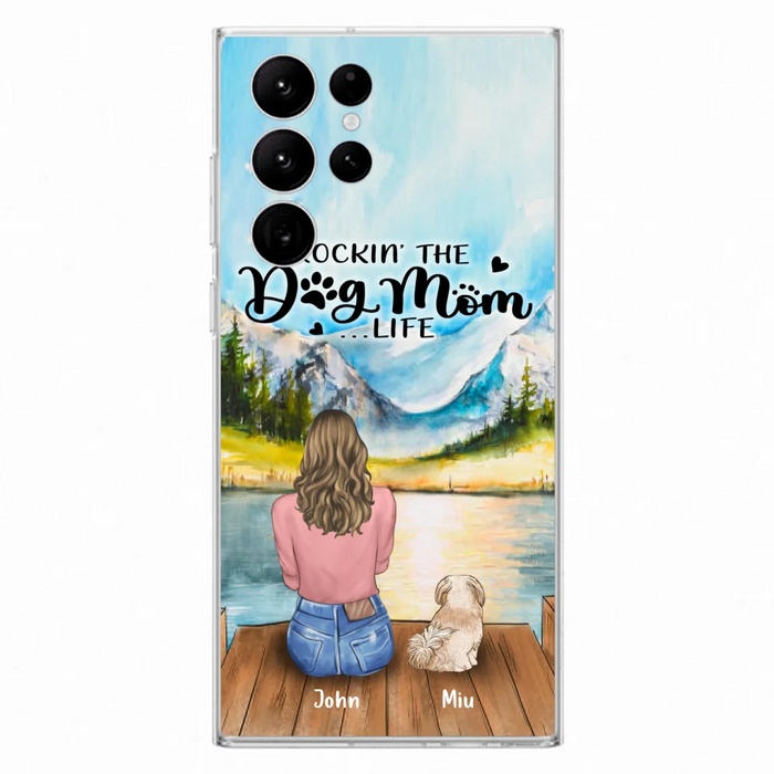 Custom Personalized Dog Mom Phone Case - Gifts For Dog Lover With Upto 7 Dogs - Rockin' The Dog Mom Life