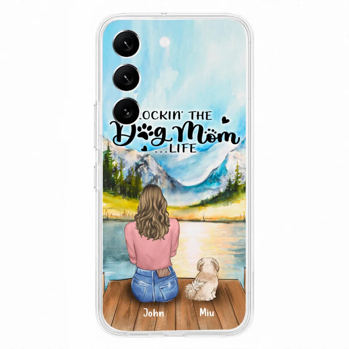 Custom Personalized Dog Mom Phone Case - Gifts For Dog Lover With Upto 7 Dogs - Rockin' The Dog Mom Life