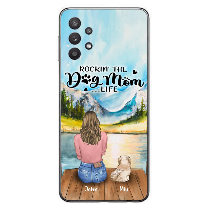 Custom Personalized Dog Mom Phone Case - Gifts For Dog Lover With Upto 7 Dogs - Rockin' The Dog Mom Life