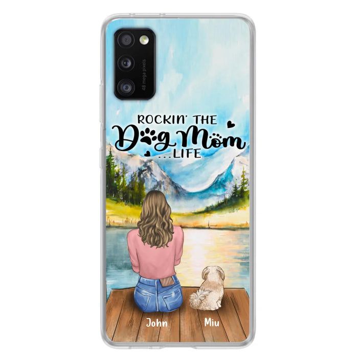 Custom Personalized Dog Mom Phone Case - Gifts For Dog Lover With Upto 7 Dogs - Rockin' The Dog Mom Life