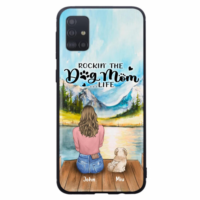 Custom Personalized Dog Mom Phone Case - Gifts For Dog Lover With Upto 7 Dogs - Rockin' The Dog Mom Life