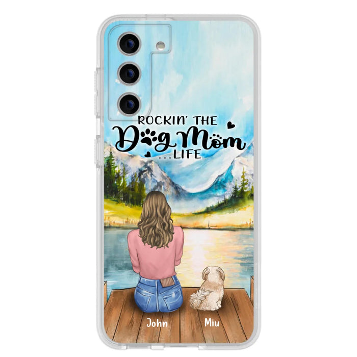 Custom Personalized Dog Mom Phone Case - Gifts For Dog Lover With Upto 7 Dogs - Rockin' The Dog Mom Life