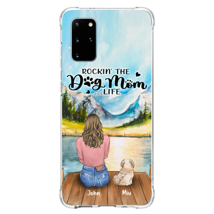 Custom Personalized Dog Mom Phone Case - Gifts For Dog Lover With Upto 7 Dogs - Rockin' The Dog Mom Life