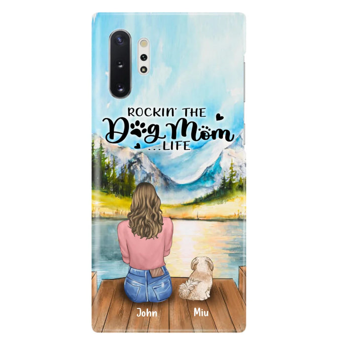 Custom Personalized Dog Mom Phone Case - Gifts For Dog Lover With Upto 7 Dogs - Rockin' The Dog Mom Life