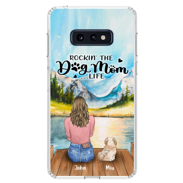 Custom Personalized Dog Mom Phone Case - Gifts For Dog Lover With Upto 7 Dogs - Rockin' The Dog Mom Life