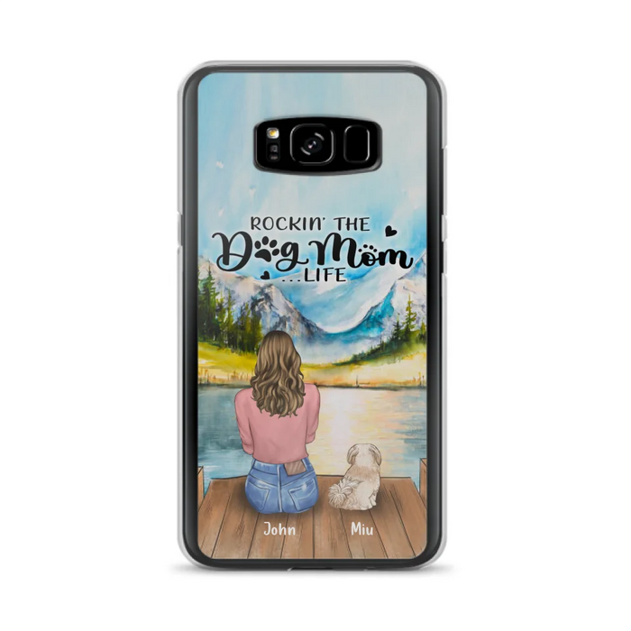 Custom Personalized Dog Mom Phone Case - Gifts For Dog Lover With Upto 7 Dogs - Rockin' The Dog Mom Life