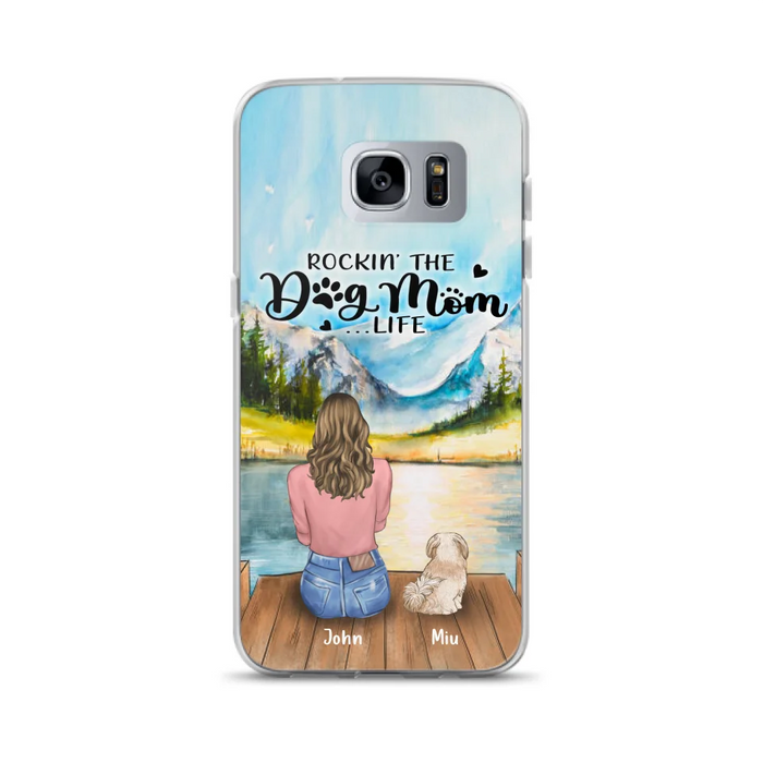 Custom Personalized Dog Mom Phone Case - Gifts For Dog Lover With Upto 7 Dogs - Rockin' The Dog Mom Life