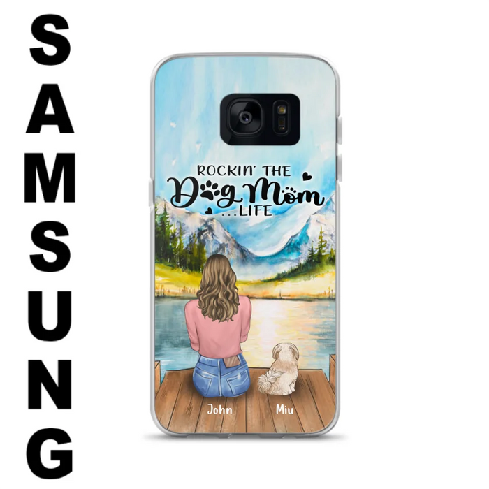 Custom Personalized Dog Mom Phone Case - Gifts For Dog Lover With Upto 7 Dogs - Rockin' The Dog Mom Life