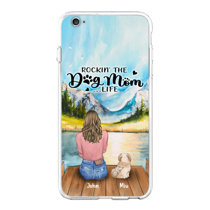 Custom Personalized Dog Mom Phone Case - Gifts For Dog Lover With Upto 7 Dogs - Rockin' The Dog Mom Life