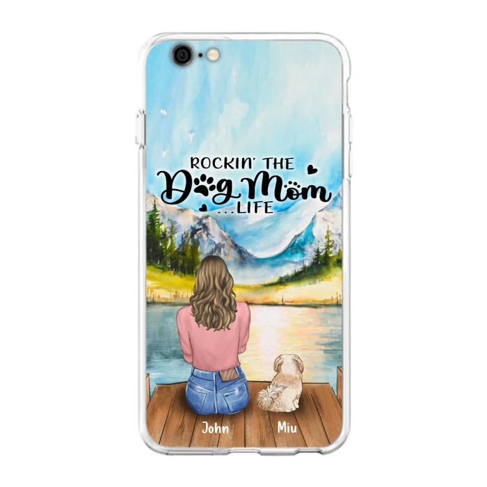 Custom Personalized Dog Mom Phone Case - Gifts For Dog Lover With Upto 7 Dogs - Rockin' The Dog Mom Life