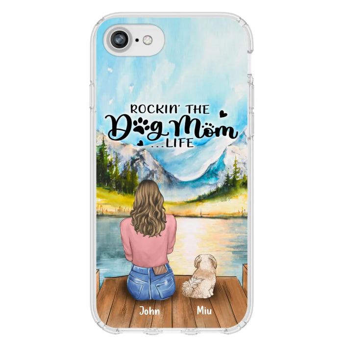 Custom Personalized Dog Mom Phone Case - Gifts For Dog Lover With Upto 7 Dogs - Rockin' The Dog Mom Life