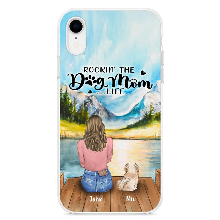 Custom Personalized Dog Mom Phone Case - Gifts For Dog Lover With Upto 7 Dogs - Rockin' The Dog Mom Life