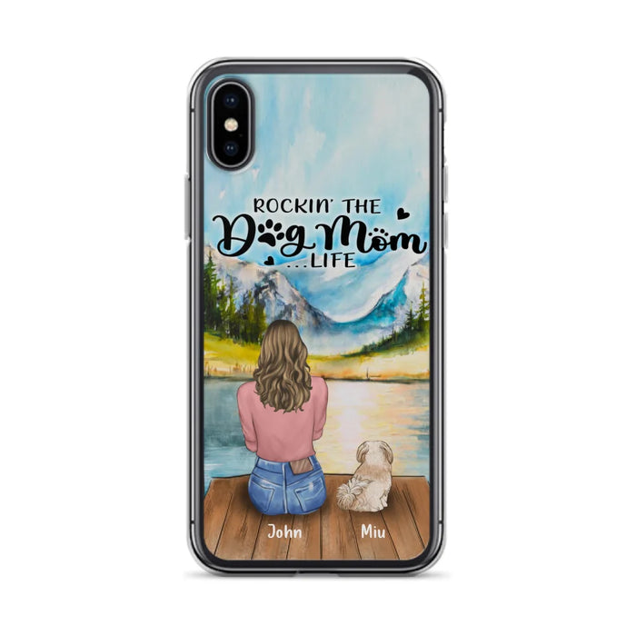 Custom Personalized Dog Mom Phone Case - Gifts For Dog Lover With Upto 7 Dogs - Rockin' The Dog Mom Life