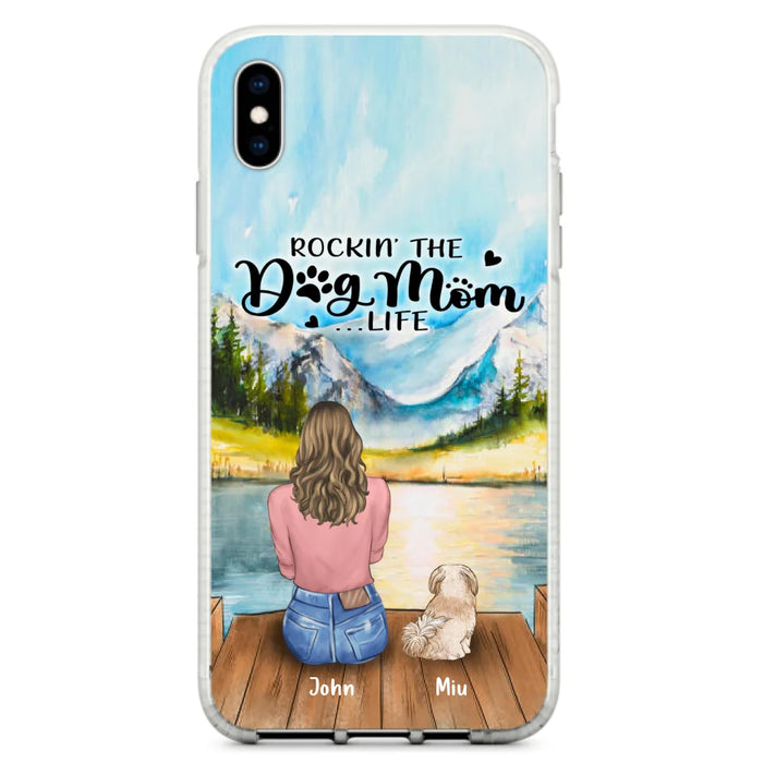 Custom Personalized Dog Mom Phone Case - Gifts For Dog Lover With Upto 7 Dogs - Rockin' The Dog Mom Life