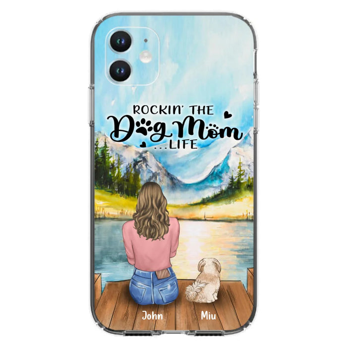 Custom Personalized Dog Mom Phone Case - Gifts For Dog Lover With Upto 7 Dogs - Rockin' The Dog Mom Life