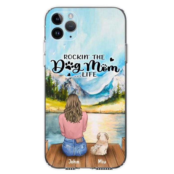 Custom Personalized Dog Mom Phone Case - Gifts For Dog Lover With Upto 7 Dogs - Rockin' The Dog Mom Life