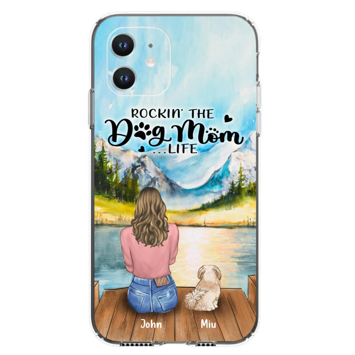 Custom Personalized Dog Mom Phone Case - Gifts For Dog Lover With Upto 7 Dogs - Rockin' The Dog Mom Life