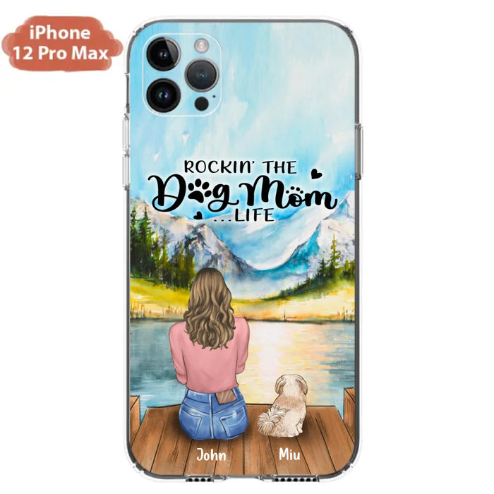 Custom Personalized Dog Mom Phone Case - Gifts For Dog Lover With Upto 7 Dogs - Rockin' The Dog Mom Life