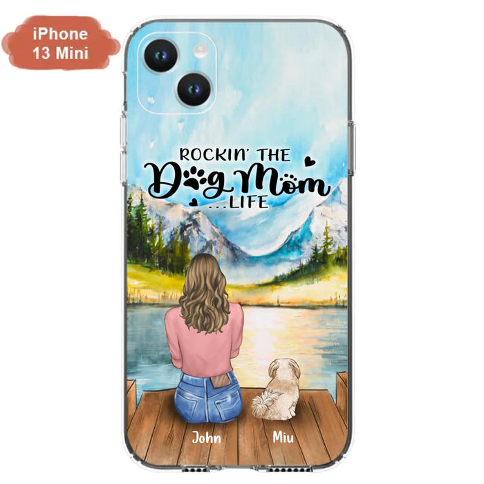 Custom Personalized Dog Mom Phone Case - Gifts For Dog Lover With Upto 7 Dogs - Rockin' The Dog Mom Life