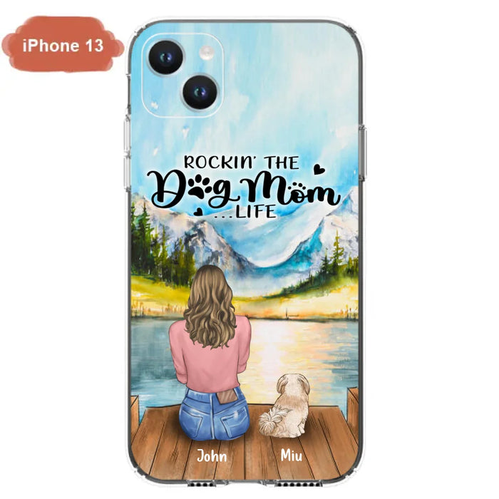 Custom Personalized Dog Mom Phone Case - Gifts For Dog Lover With Upto 7 Dogs - Rockin' The Dog Mom Life