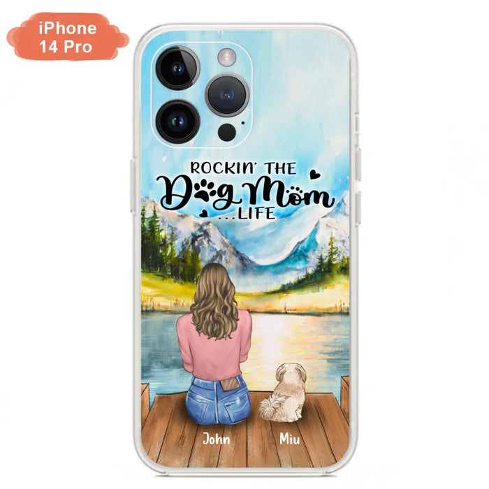 Custom Personalized Dog Mom Phone Case - Gifts For Dog Lover With Upto 7 Dogs - Rockin' The Dog Mom Life