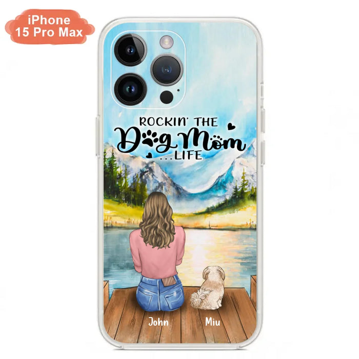 Custom Personalized Dog Mom Phone Case - Gifts For Dog Lover With Upto 7 Dogs - Rockin' The Dog Mom Life