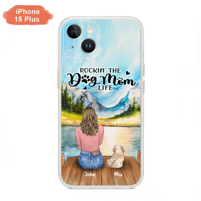 Custom Personalized Dog Mom Phone Case - Gifts For Dog Lover With Upto 7 Dogs - Rockin' The Dog Mom Life