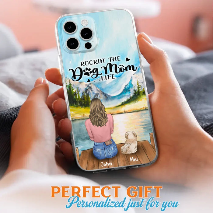 Custom Personalized Dog Mom Phone Case - Gifts For Dog Lover With Upto 7 Dogs - Rockin' The Dog Mom Life