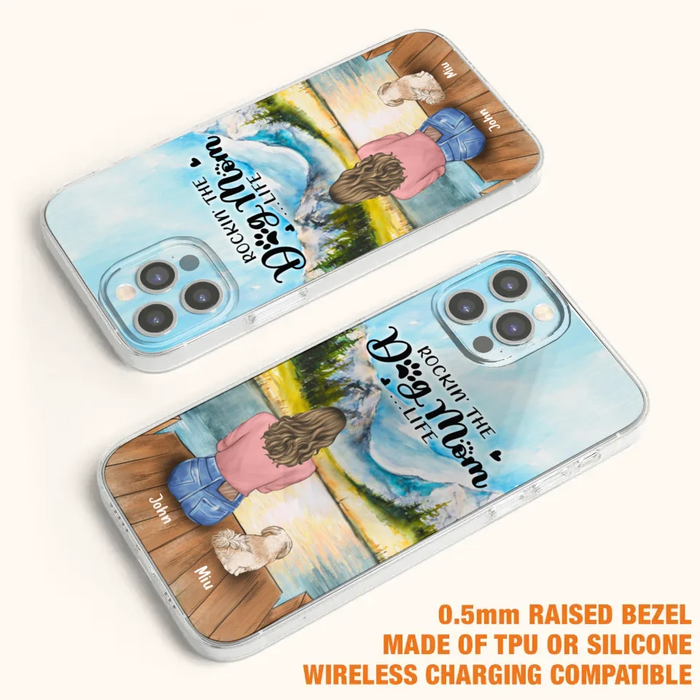 Custom Personalized Dog Mom Phone Case - Gifts For Dog Lover With Upto 7 Dogs - Rockin' The Dog Mom Life