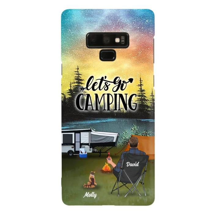 Custom Personalized Night Camping Phone Case - Solo/ Couple With Upto 6 Pets - Gift For Camping Lover - Let's Go Camping - Case For iPhone And Samsung