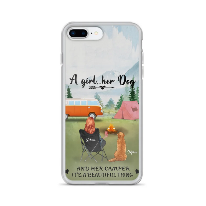 Custom Personalized Dog Mom Camping Phone Case - Mom With Upto 4 Dogs - Best Gift For Dog Lovers - For iPhone And Samsung Phone Case