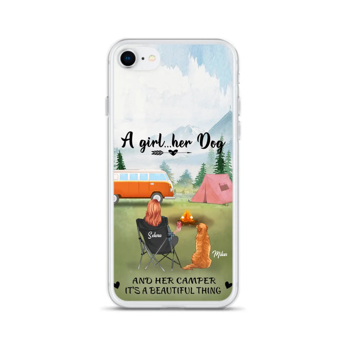 Custom Personalized Dog Mom Camping Phone Case - Mom With Upto 4 Dogs - Best Gift For Dog Lovers - For iPhone And Samsung Phone Case