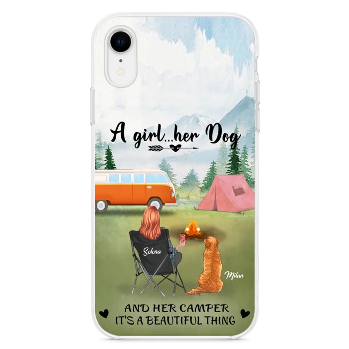 Custom Personalized Dog Mom Camping Phone Case - Mom With Upto 4 Dogs - Best Gift For Dog Lovers - For iPhone And Samsung Phone Case