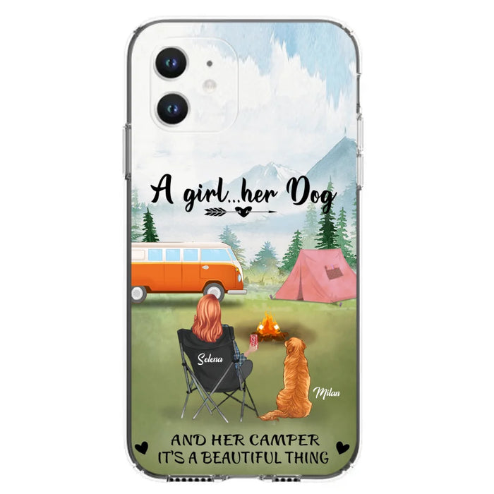 Custom Personalized Dog Mom Camping Phone Case - Mom With Upto 4 Dogs - Best Gift For Dog Lovers - For iPhone And Samsung Phone Case