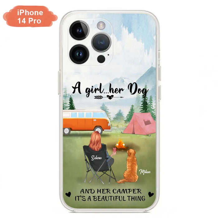 Custom Personalized Dog Mom Camping Phone Case - Mom With Upto 4 Dogs - Best Gift For Dog Lovers - For iPhone And Samsung Phone Case