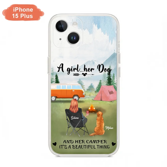 Custom Personalized Dog Mom Camping Phone Case - Mom With Upto 4 Dogs - Best Gift For Dog Lovers - For iPhone And Samsung Phone Case