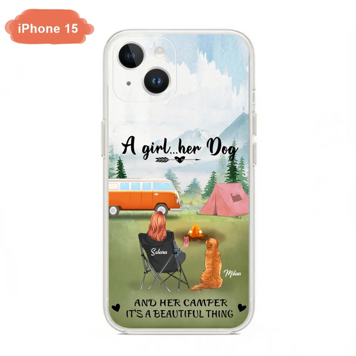 Custom Personalized Dog Mom Camping Phone Case - Mom With Upto 4 Dogs - Best Gift For Dog Lovers - For iPhone And Samsung Phone Case