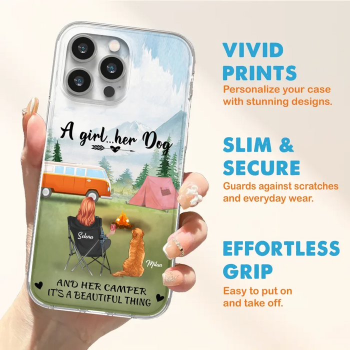 Custom Personalized Dog Mom Camping Phone Case - Mom With Upto 4 Dogs - Best Gift For Dog Lovers - For iPhone And Samsung Phone Case