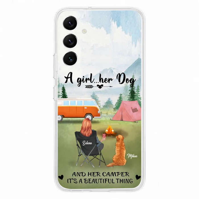 Custom Personalized Dog Mom Camping Phone Case - Mom With Upto 4 Dogs - Best Gift For Dog Lovers - For iPhone And Samsung Phone Case