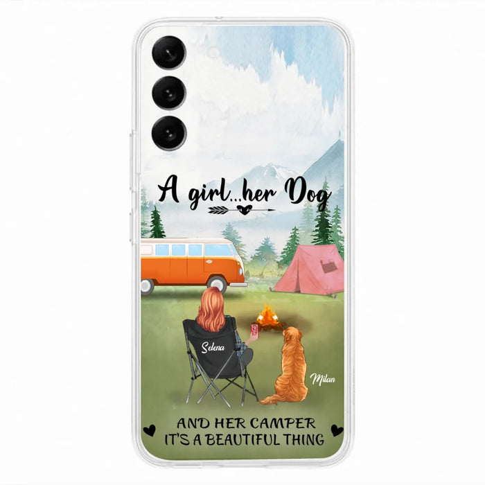 Custom Personalized Dog Mom Camping Phone Case - Mom With Upto 4 Dogs - Best Gift For Dog Lovers - For iPhone And Samsung Phone Case